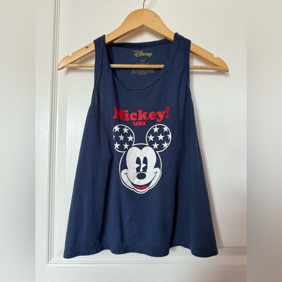 Disney Navy Tank Top with Mickey Mouse and Red Text - Picture 1 of 5